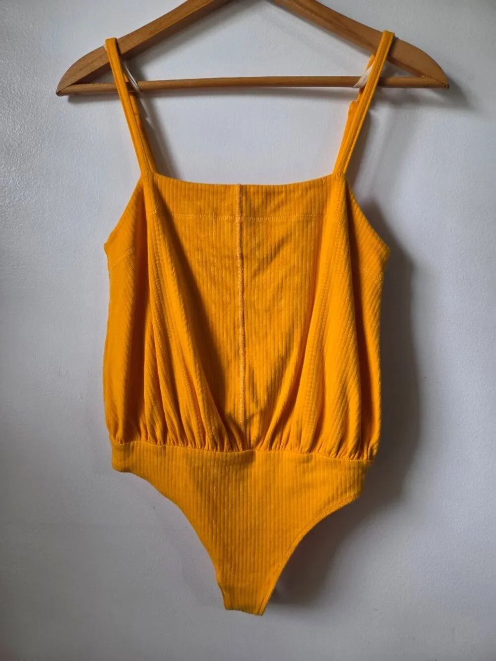 EUC FREE PEOPLE INTIMATELY DEEP YELLOW SQUARE NECK TANK BODYSUIT SIZE SMALL